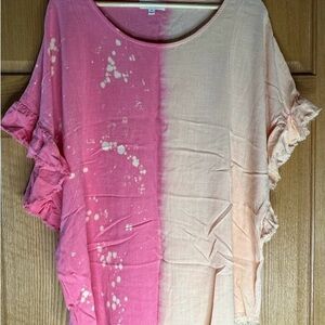 Umgee Pink and Cream Short Sleeve Tee